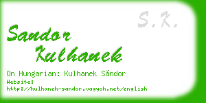 sandor kulhanek business card